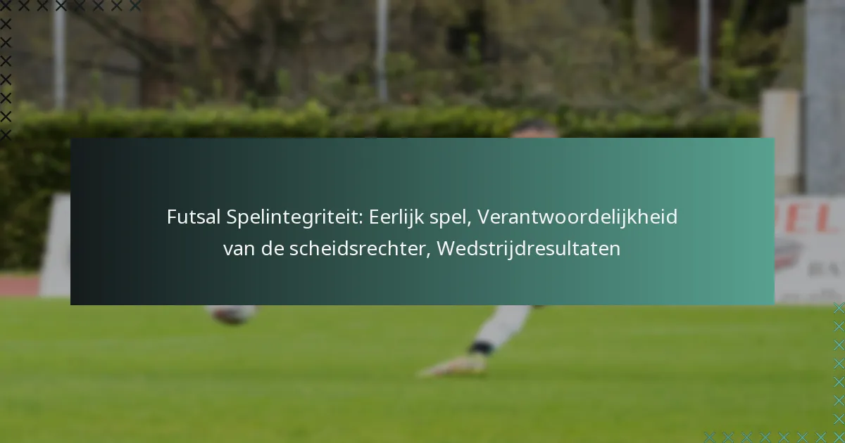 Futsal Spelintegriteit: Eerlijk spel, Verantwoordelijkheid van de scheidsrechter, Wedstrijdresultaten
