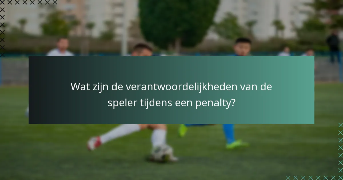 Wat zijn de verantwoordelijkheden van de speler tijdens een penalty?